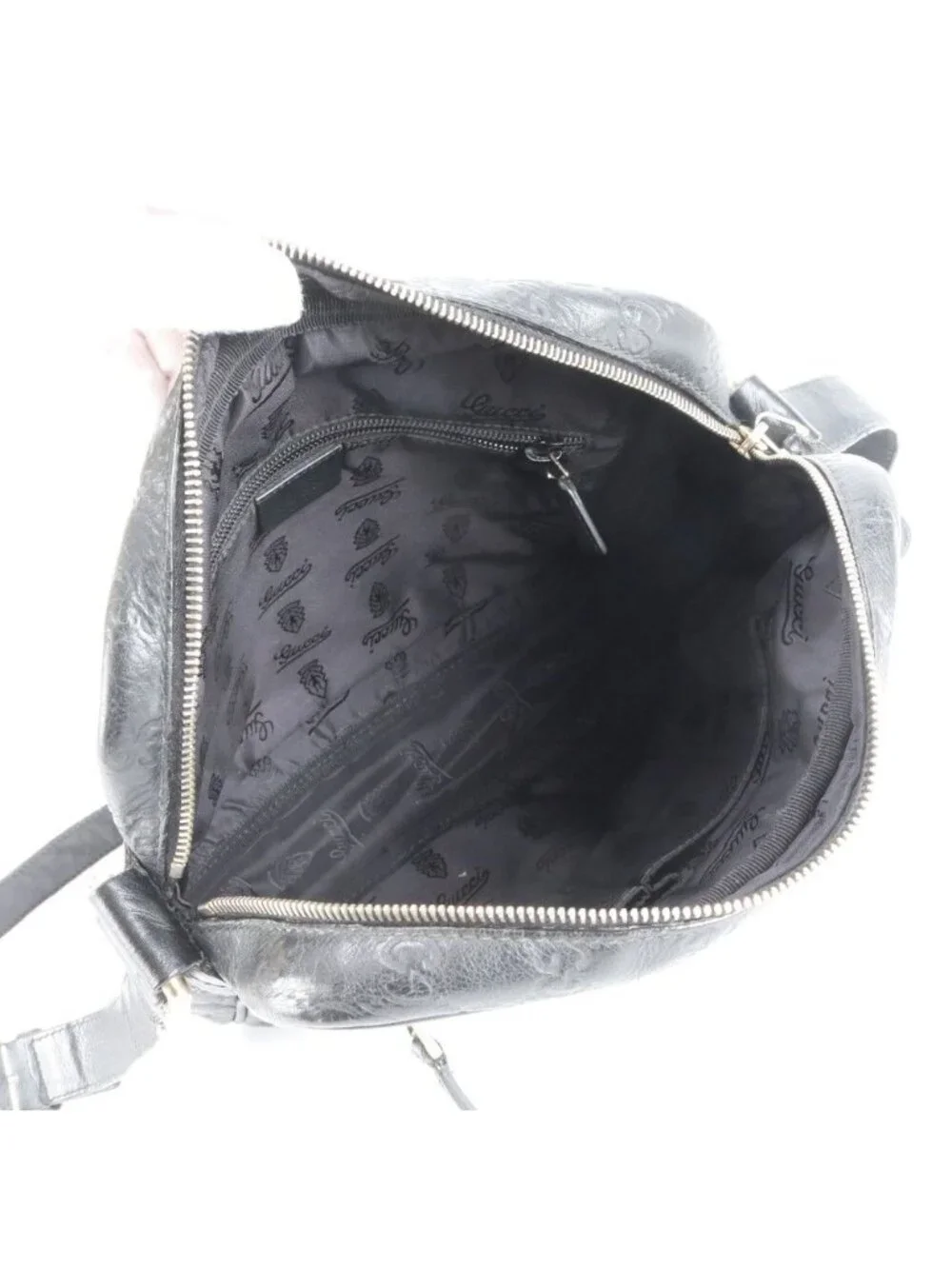 Gucci Guccissima Leather Shoulder Bag Crossbody Messenger Black
